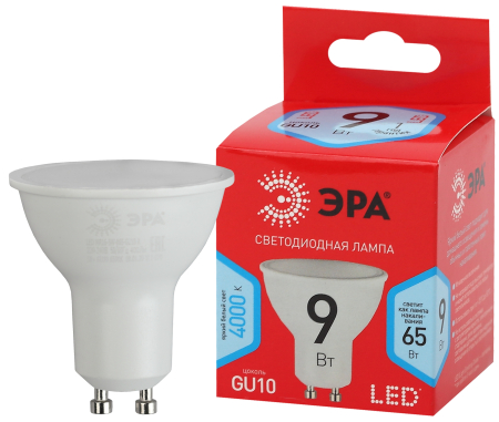 Лампа светодиодная Эра ECO LED MR16-9W-840-GU10  ЭРА (диод, софит, 9Вт, нейтр, GU10)