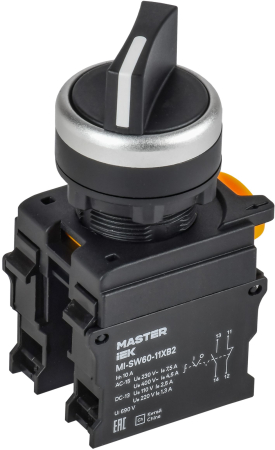 Переключатель длин. ручка 2 полож. 1NO+1NC чёрный MASTER IEK