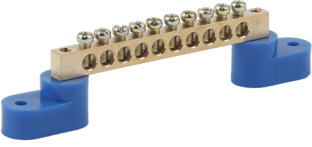 Аксессуары для клемм  ЭРА NO-222-68  Шина N "ноль" на двух угловых изол ШНИ-8х12-10-У2-Синий