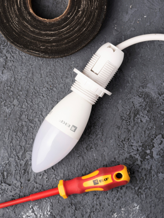 Патрон Е14 пластиковый с кольцом термостойкий пластик бел. EKF PROxima