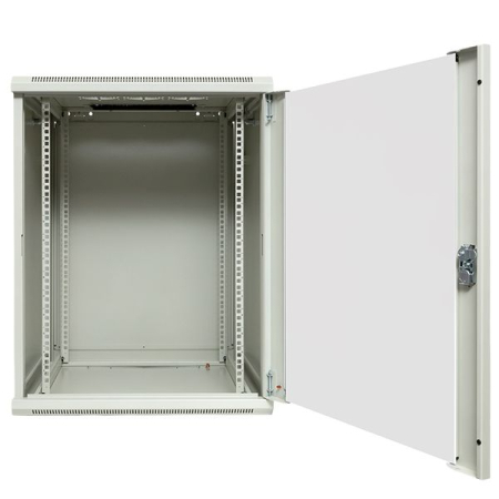 Шкаф настенный 19" TERACOM PRO 15U 600х600 мм дверь стеклянная с замком-ручкой серый