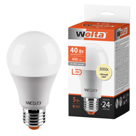 Лампа LED WOLTA A55 5Вт 400лм Е27 3000К   1/50