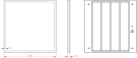 Светильник светодиодный ЭРА SPO-1-50-4K-M 50Вт 4000K 4500Лм IP40 595x595x25 с равномерной засветкой матовый