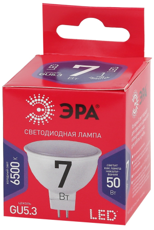 LED MR16-7W-865-GU5.3 R ЭРА (диод, софит, 7Вт, хол, GU5.3) (10/100/4800)