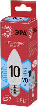 Лампа светодиодная Эра ECO LED B35-10W-840-E27 (диод, свеча, 10Вт, нейтр, E27)