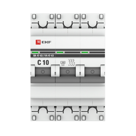 Автоматический выключатель 3P 10А (C) 4,5kA ВА 47-63 EKF PROxima
