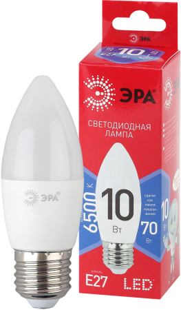 LED B35-10W-865-E27 R ЭРА (диод, свеча, 10Вт, хол, E27) (10/100/3500)