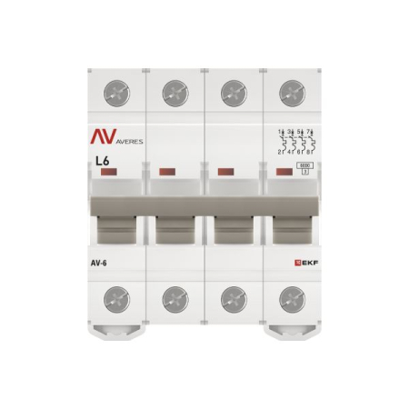 Выключатель автоматический AV-6 4P 6A (L) 6kA EKF AVERES