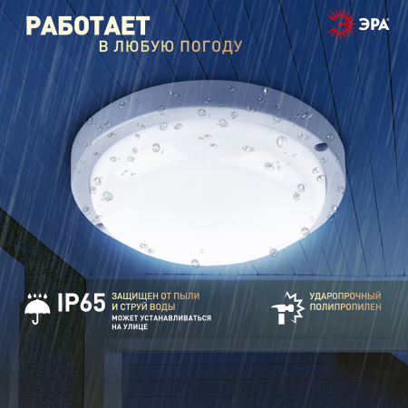 SPB-201-0-65К-008 ЭРА Cветильник светодиодный IP65 8Вт 760Лм 6500К D140 КРУГ ЖКХ LED (40/960)