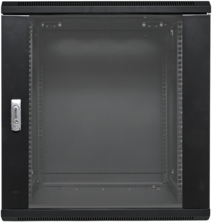Шкаф настенный 19" TERACOM PRO 12U 600х600 мм дверь стеклянная с замком-ручкой чёрный