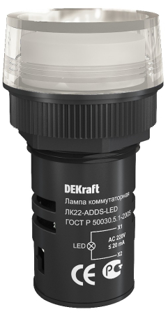 Лампа комм. ADDS d22 мм Цвет:БЕЛЫЙ LEDd220В ЛKd22 DEKraft