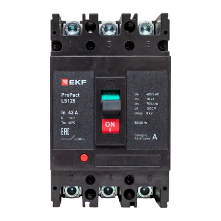Автоматический выключатель LS125 18кА 3P 63А ProPact EKF