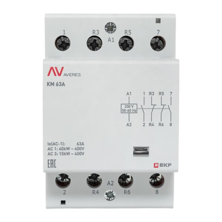 Контактор модульный КМ 63А 2NO+2NC 230VAC (3 мод.) AVERES EKF