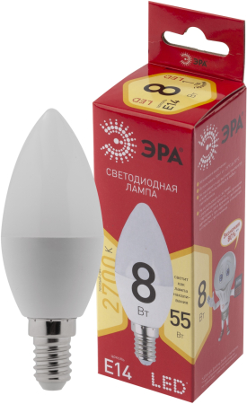 Лампочка светодиодная ЭРА RED LINE LED B35-8W-827-E14 R Е14 / E14 8 Вт свеча теплый белый свет