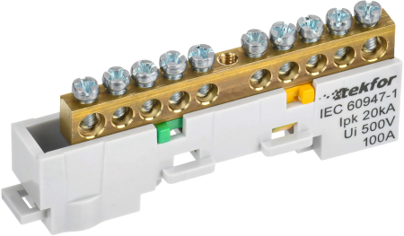 TEKFOR Шина PE "земля" неизол. на унив. держ. 6х9-10-Ж IEK