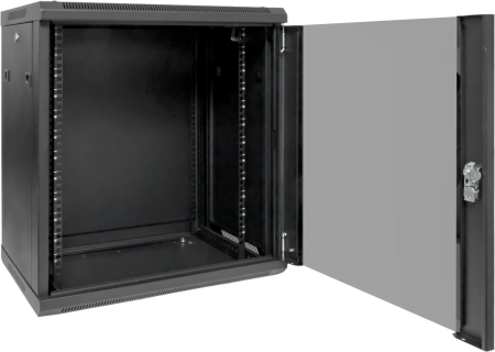 Шкаф настенный 19" TERACOM PRO 12U 600х600 мм дверь стеклянная с замком-ручкой чёрный