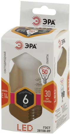 Лампа светодиодная Эра LED R50-6W-827-E14 (диод, рефлектор, 6Вт, тепл, E14)