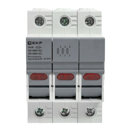 Предохранитель-разъединитель DF 10х38 3Р (тип ПВЦ)  EKF