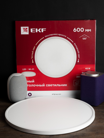 Умный потолочный светильник 600 мм 45W EKF Connect