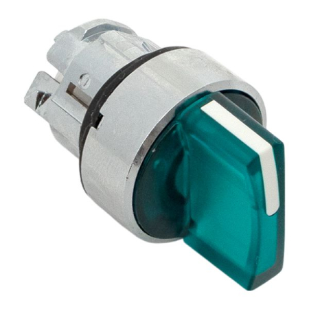 Исполнительный механизм переключателя ХB4 зеленый на 2 положения с фиксацией, с подсветкой с короткой ручкой IP65 EKF