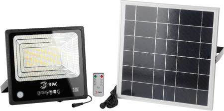 ERAPRO-150  ЭРА Прожектор светодиодный уличный на солн. бат. 150W, 1500 lm, 5000K, с датч. движения, ПДУ, IP65 (