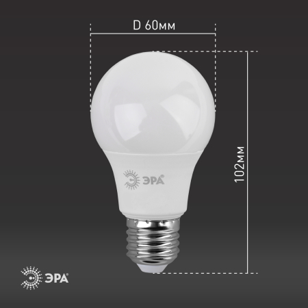 Лампы СВЕТОДИОДНЫЕ СТАНДАРТ LED A60-9W-827-E27  ЭРА (диод, груша, 9Вт, тепл, E27)