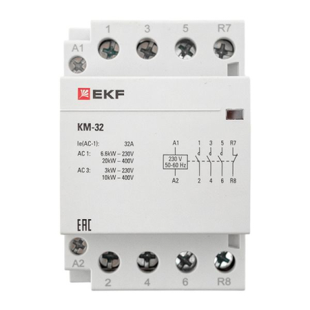 Контактор модульный КМ 32А 3NО+NC (3 мод.) EKF PROxima