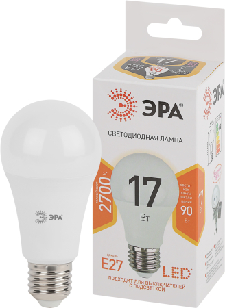 Лампы СВЕТОДИОДНЫЕ СТАНДАРТ LED A60-17W-827-E27  ЭРА (диод, груша, 17Вт, тепл, E27)