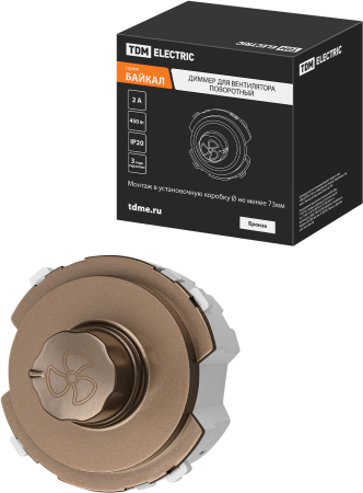 Диммер для вентилятора (RL, 500Вт) поворотный бронза, "Байкал" TDM