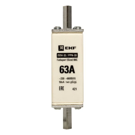 Плавкая вставка ППН-33 100/ 63А габарит 00С EKF PROxima