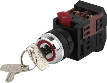 BSW10-AKS-2-K02E  Переключатель ЭРА BSW10-AKS-2-K02E АKS-22 черный с ключом 2 положения I-0 1з+1р