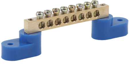 Аксессуары для клемм  ЭРА NO-222-67  Шина N "ноль" на двух угловых изол ШНИ-8х12-8-У2-Синий