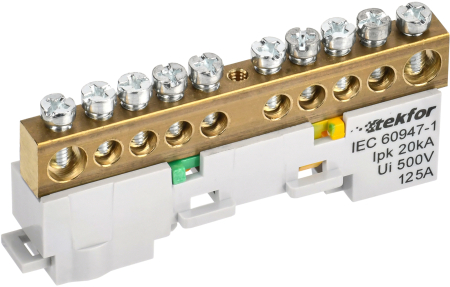 TEKFOR Шина PE "земля" неизол. на унив. держ. 8х12-10-Ж IEK