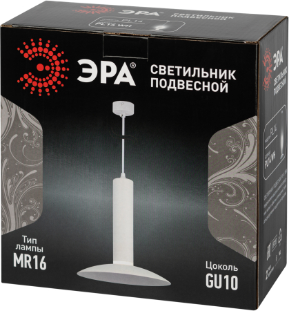 PL14 WH  Светильник подвесной (подвес) ЭРА PL14 WH MR16 GU10 потолочный цилиндр белый