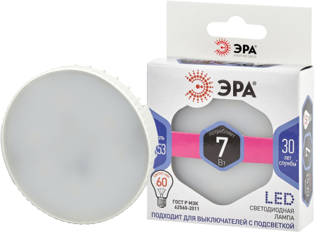 LED GX-7W-860-GX53 ЭРА (диод, таблетка, 7Вт, хол, GX53) (10/100/4200)