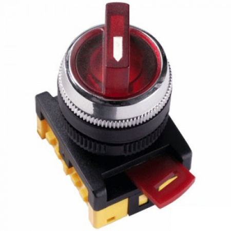 Переключатель АNСLR-22-3 на 3 фикс.полож.красный неон/240В I-O 1з+1р IEK