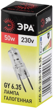 Лампа галогенная GY6.35-JCD-50W-230V  ЭРА (галоген, капсула, 50Вт, нейтр, GY6.35)