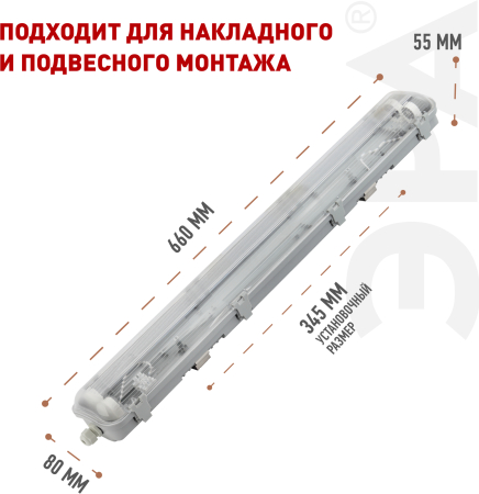 SPP-101-0-002-60  ЭРА Св-к IP65 под две светодиод. лампы T8 G13 600мм