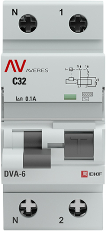 Дифференциальный автомат DVA-6 1P+N 32А (C) 100мА (AC) 6кА EKF AVERES