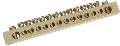 Шина PEN "земля-ноль" 6х9мм 14/2 (14групп/креп по краям) IEK