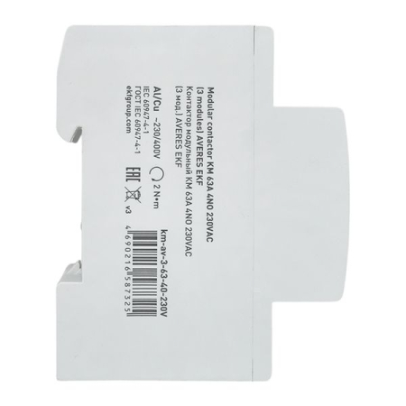Контактор модульный КМ 63А 4NO 230VAC (3 мод.) AVERES EKF