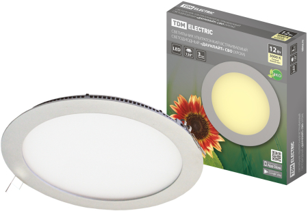 Светильник ультратонкий встраиваемый светодиодный "Даунлайт" СВО (хром) 12 Вт 3000К TDM