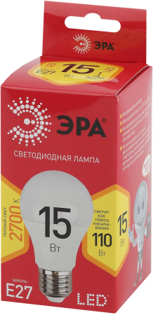 LED A60-15W-827-E27 R ЭРА (диод, груша, 15Вт, тепл, E27) (10/100/2000)