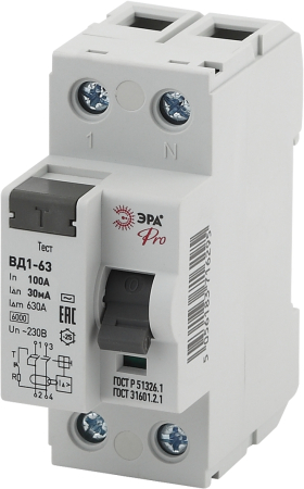 УЗО ВД1-63 Электромеханическое 1P+N 100А 30mA NO-902-54 ЭРА Pro