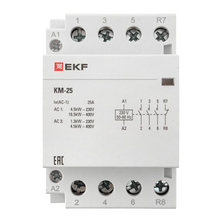 Контактор модульный КМ 25А 3NО+NC (3 мод.) EKF PROxima