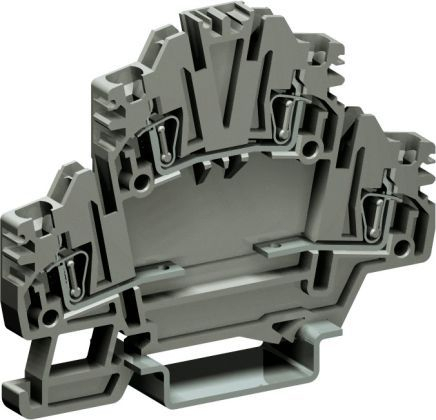 Клеммный зажим. Двухуровневый. Пружинный. 2,5 кв.мм. Оба уровня разомкнуты. Для установки электронных компонентов. Тип HMD.2N/X/GR.