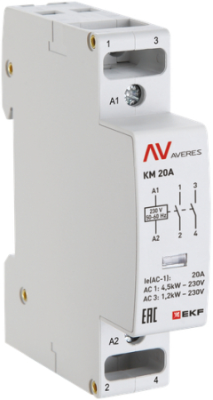 Контактор модульный КМ 20А 2NC 24В АС (1 мод.) AVERES EKF