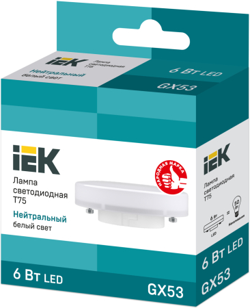 Лампа светодиодная ECO T75 таблетка 6Вт 230В 4000К GX53 IEK