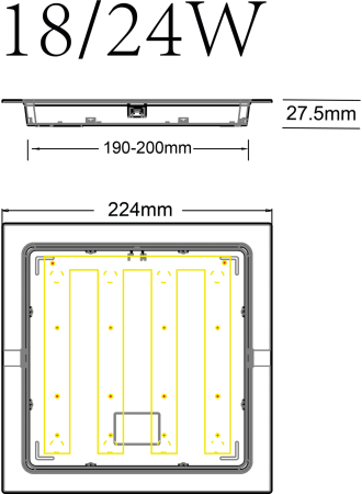 LED 18-24-6K  Светильник светодиодный встраиваемый ЭРА LED 18-24-6K квадратный 24Вт 6500К