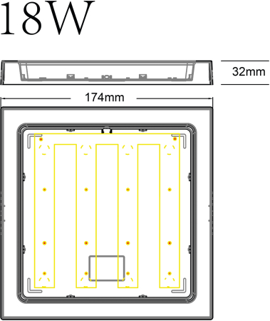 LED 20-18-6K  Светильник светодиодный ЭРА LED 20-18-6K накладной квадратный 18Вт 6500К